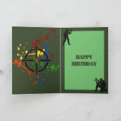 Glitzer Paintball Thema Name & Alter Geburtstag Karte (Innenseite)