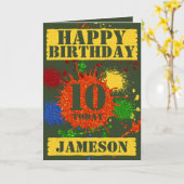 Glitzer Paintball Thema Name & Alter Geburtstag Karte (Gelbe Blume)