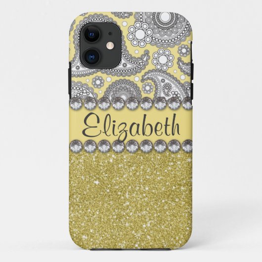 Glitzer-Paisley-diamante de imitación-Druck-Muster Case-Mate iPhone Hülle (Rückseite)