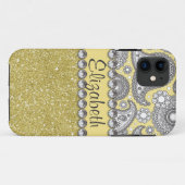 Glitzer-Paisley-diamante de imitación-Druck-Muster Case-Mate iPhone Hülle (Rückseite (Horizontal))