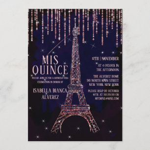 Glitzer Paris Eiffel Tower Quinceñera Einladung