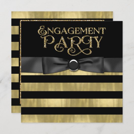 Glitzer-Partei für Schwarze und Gold Fohlen Einladung (Vorne/Hinten)