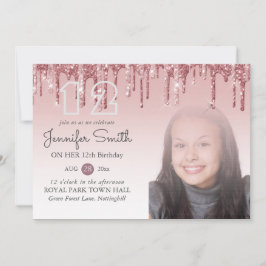 GLITZER PARTY Rose Gold PINK JEDES ALTER FOTO Girl Einladung