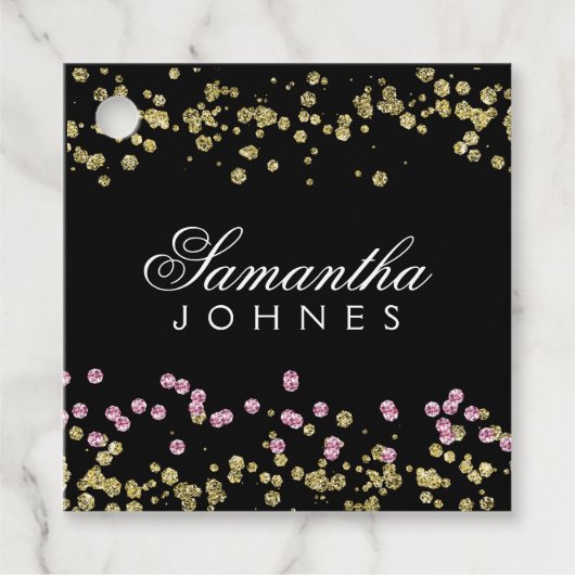 Glitzer Party Rose und Gold Vielen Dank Geschenkanhänger (Vorderseite)