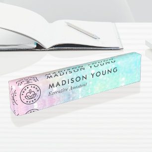 Glitzer Pastel Bokeh Girly Colorful Pattern Namensplakette