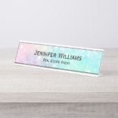 Glitzer Pastel Bokeh Girly Colorful Pattern Schreibtischnamensplakette (Vorderseite )