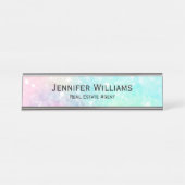 Glitzer Pastel Bokeh Girly Colorful Pattern Schreibtischnamensplakette (Vorderseite )