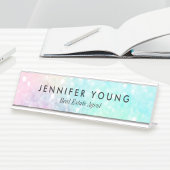 Glitzer Pastel Bokeh Girly Colorful Pattern Schreibtischnamensplakette