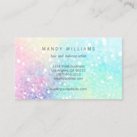 Glitzer Pastel Bokeh Girly Colorful Pattern Visitenkarte (Rückseite)
