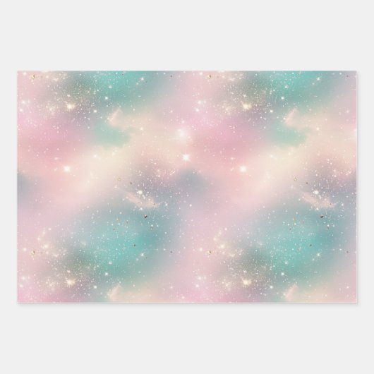 Glitzer Pastel Milky Way Galaxy Individuelle Name Geschenkpapier Set (Vorderseite 3)