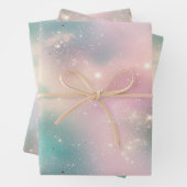 Glitzer Pastel Milky Way Galaxy Individuelle Name Geschenkpapier Set (Beispiel)