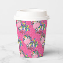Glitzer Pastete Pink Black Unicoron Paper Cups