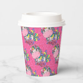 Glitzer Pastete Pink Black Unicoron Paper Cups Pappbecher