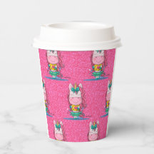Glitzer Pastete Pink Black Unicoron Paper Cups