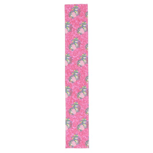Glitzer Pastle Pink Einhorn Long Table Runner Großer Tischläufer (Vorderseite)