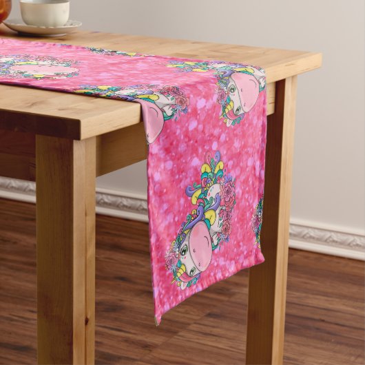 Glitzer Pastle Pink Einhorn Long Table Runner Großer Tischläufer (Beispiel)