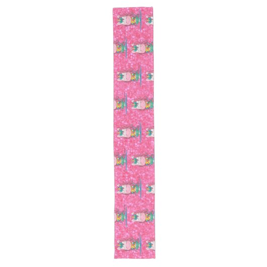 Glitzer Pastle Pink Einhorn Long Table Runner Großer Tischläufer (Vorderseite)
