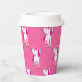 Glitzer Pastle Rosa Einhorn Pappbecher (Rückseite)