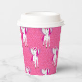 Glitzer Pastle Rosa Einhorn Pappbecher (Vorderseite)