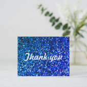 Glitzer Patterns Vielen Dank Neon Blue Sparkle Postkarte (Stehend Vorderseite)