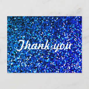 Glitzer Patterns Vielen Dank Neon Blue Sparkle Postkarte