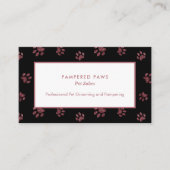 Glitzer Paw Prints Rose Gold Pink Black Pet Salon Visitenkarte (Vorderseite)