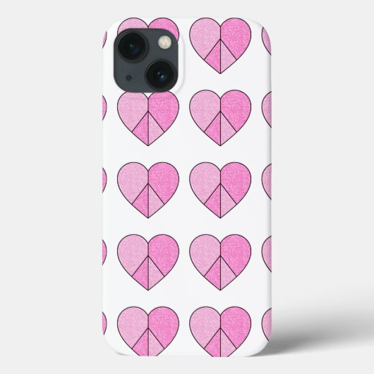Glitzer Peace Sign Hearts Case-Mate iPhone Hülle (Rückseite)