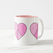 Glitzer Peace Sign Hearts Zweifarbige Tasse (VorderseiteRechts)