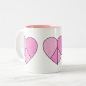 Glitzer Peace Sign Hearts Zweifarbige Tasse (Vorderseite Links)