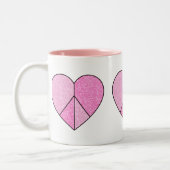 Glitzer Peace Sign Hearts Zweifarbige Tasse (Links)