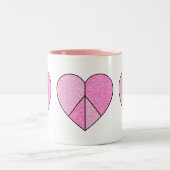 Glitzer Peace Sign Hearts Zweifarbige Tasse (Mittel)