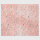 Glitzer Peach Crystal Laurel Gray Silver Diamonds Geschenkpapier (Flach)