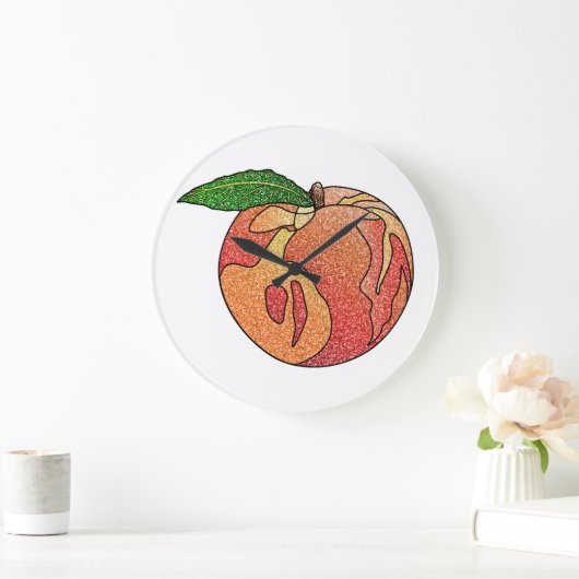 Glitzer Peach Große Wanduhr (Zuhause)