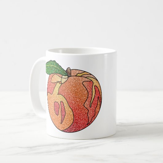 Glitzer Peach Kaffeetasse (Vorderseite Links)