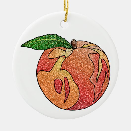 Glitzer Peach Keramik Ornament (Vorne)