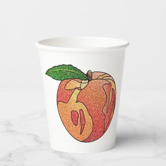 Glitzer Peach Pappbecher (Vorderseite)