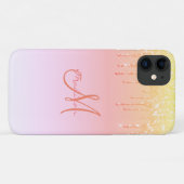 Glitzer Peach Pink Name Glitzern Glam Girl Hübsch Case-Mate iPhone Hülle (Rückseite (Horizontal))