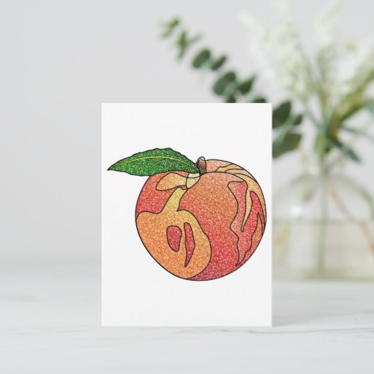 Glitzer Peach Postkarte (Stehend Vorderseite)