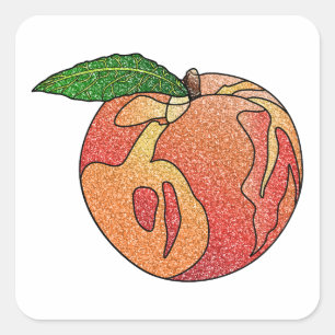 Glitzer Peach Quadratischer Aufkleber
