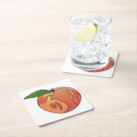 Glitzer Peach Rechteckiger Pappuntersetzer (Vor Ort)