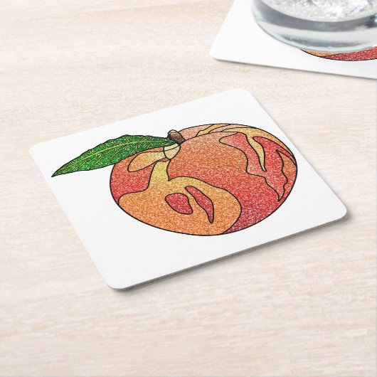 Glitzer Peach Rechteckiger Pappuntersetzer (angewinkelt)