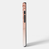 Glitzer Peach Rose Gold Monogramm Case-Mate iPhone Hülle (Rückseite / Links)