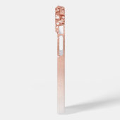 Glitzer Peach Rose Gold Monogramm Case-Mate iPhone Hülle (Rückseite / Links)