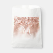 Glitzer Peach Rose Gold Monogramm Geschenktütchen (Vorderseite)