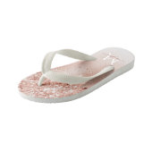 Glitzer Peach Rose Gold Monogramm Kinderbadesandalen (Schrägansicht)
