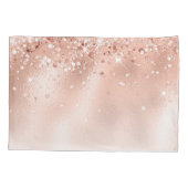 Glitzer Peach Rose Gold Monogramm Kissenbezug (Rückseite)