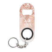 Glitzer Peach Rose Gold Monogramm Mini Flaschenöffner (Vorderseite)