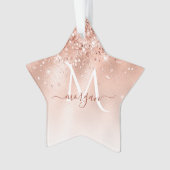 Glitzer Peach Rose Gold Monogramm Ornament (Vorderseite)
