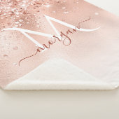 Glitzer Peach Rose Gold Monogramm Sherpadecke (3/4)