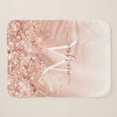 Glitzer Peach Rose Gold Monogramm Sherpadecke (Vorderseite (Horizontal))